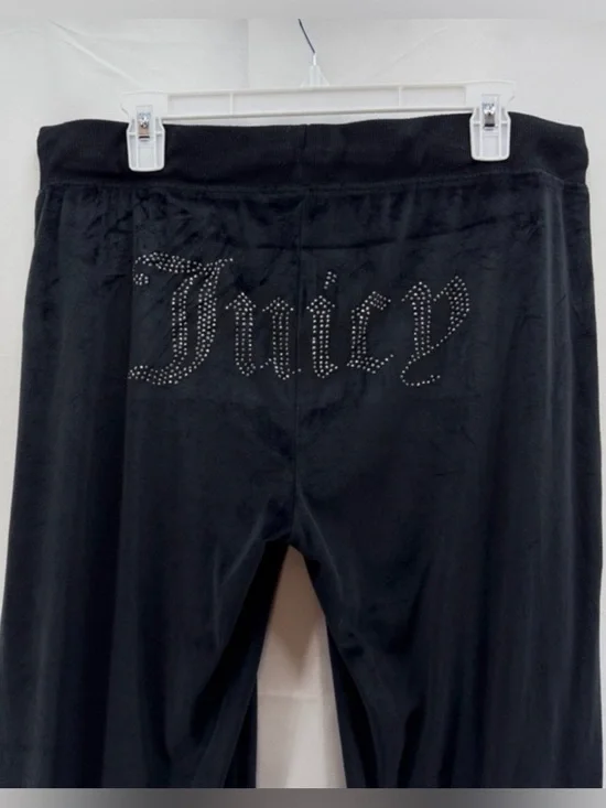 Juicy Couture Black OG Y2K Velour Rhinestone Juicy Lounge Pants Size XL - Picture 5 of 7